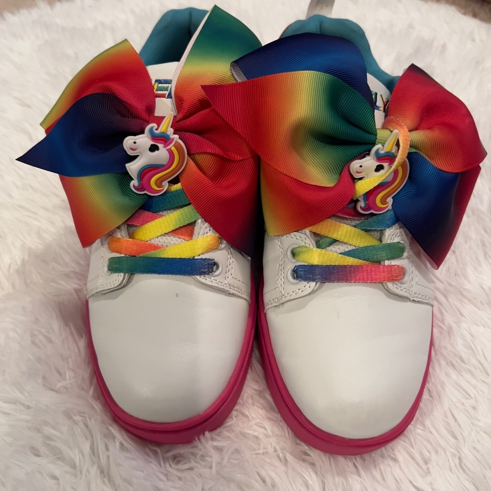 Girls Jojo Siwa Heelys Skate Shoes | Size 5 | White/Rainbow